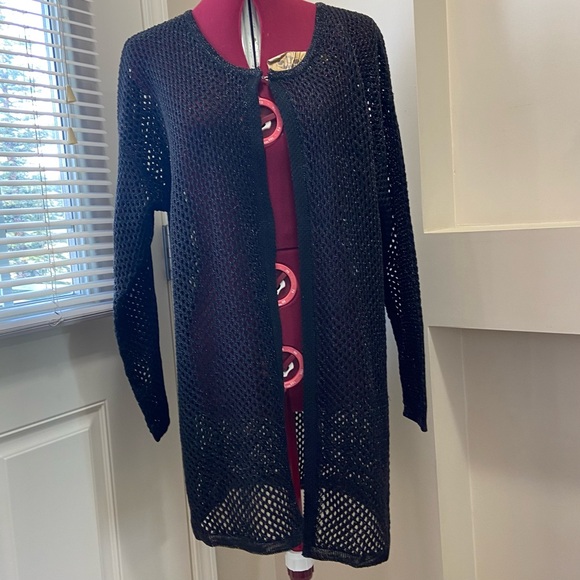 Model France women black mesh long sleeves cardigan. Size L/XL. Used. - Picture 8 of 8
